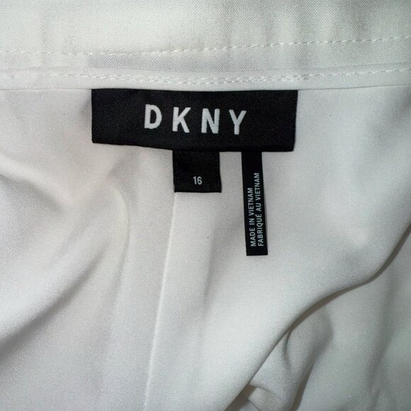 DKNY Women's Soft Ecru Wide Leg With Fabric Belt Pants Sz 16 NWT - Picture 10 of 12
